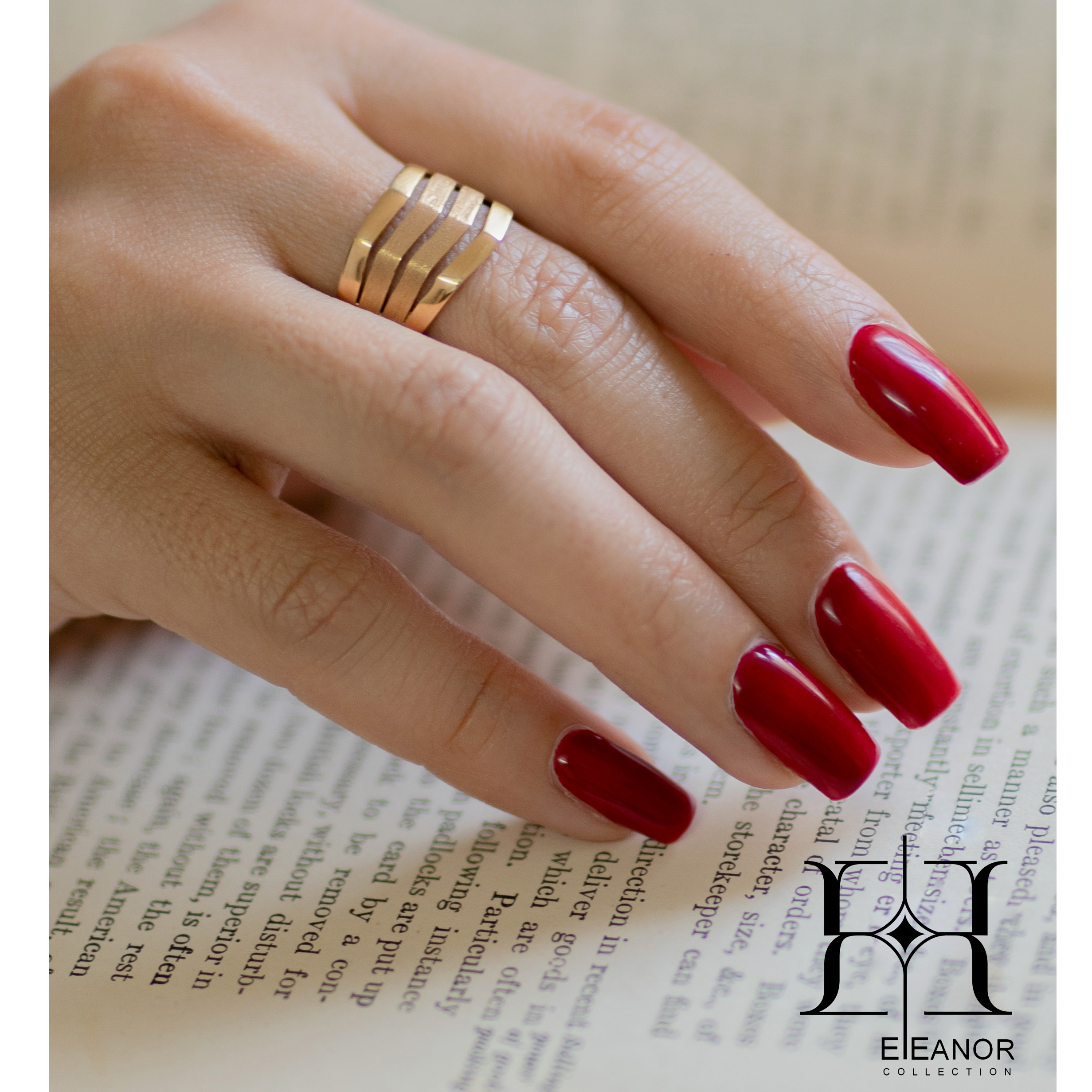  WAVY GOLD RING WITH FOUR ROWS R0002